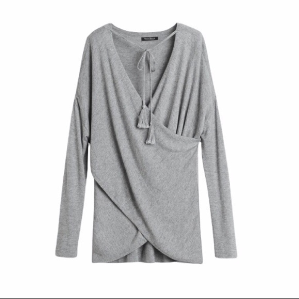 White House black market CROSS-FRONT SWEATER gray